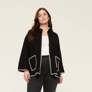 Lane Bryant Black Cardigan with White Trim